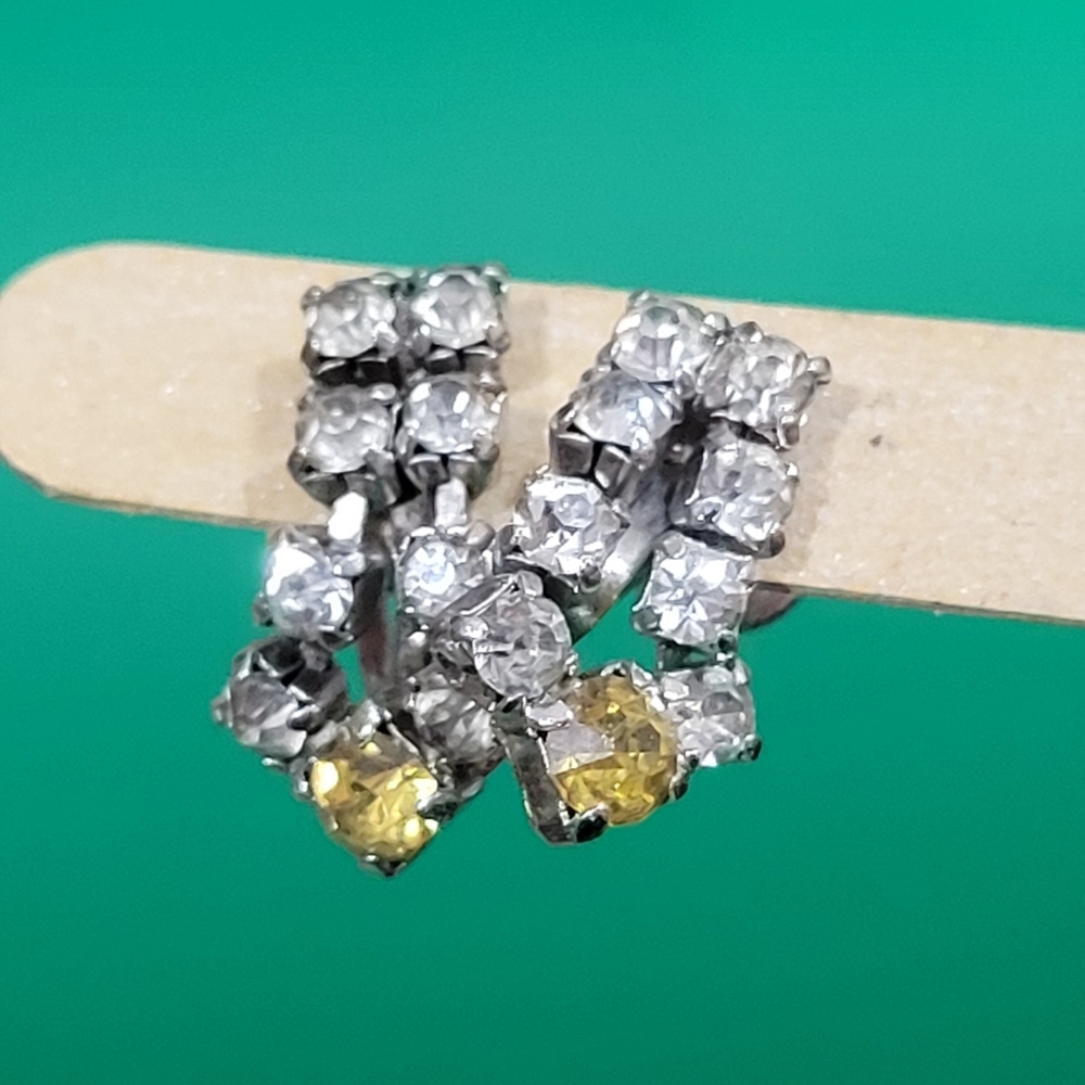 Elegant Silver and Yellow Crystal Earrings